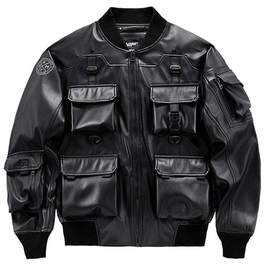 Black Leather Bomber Jacket