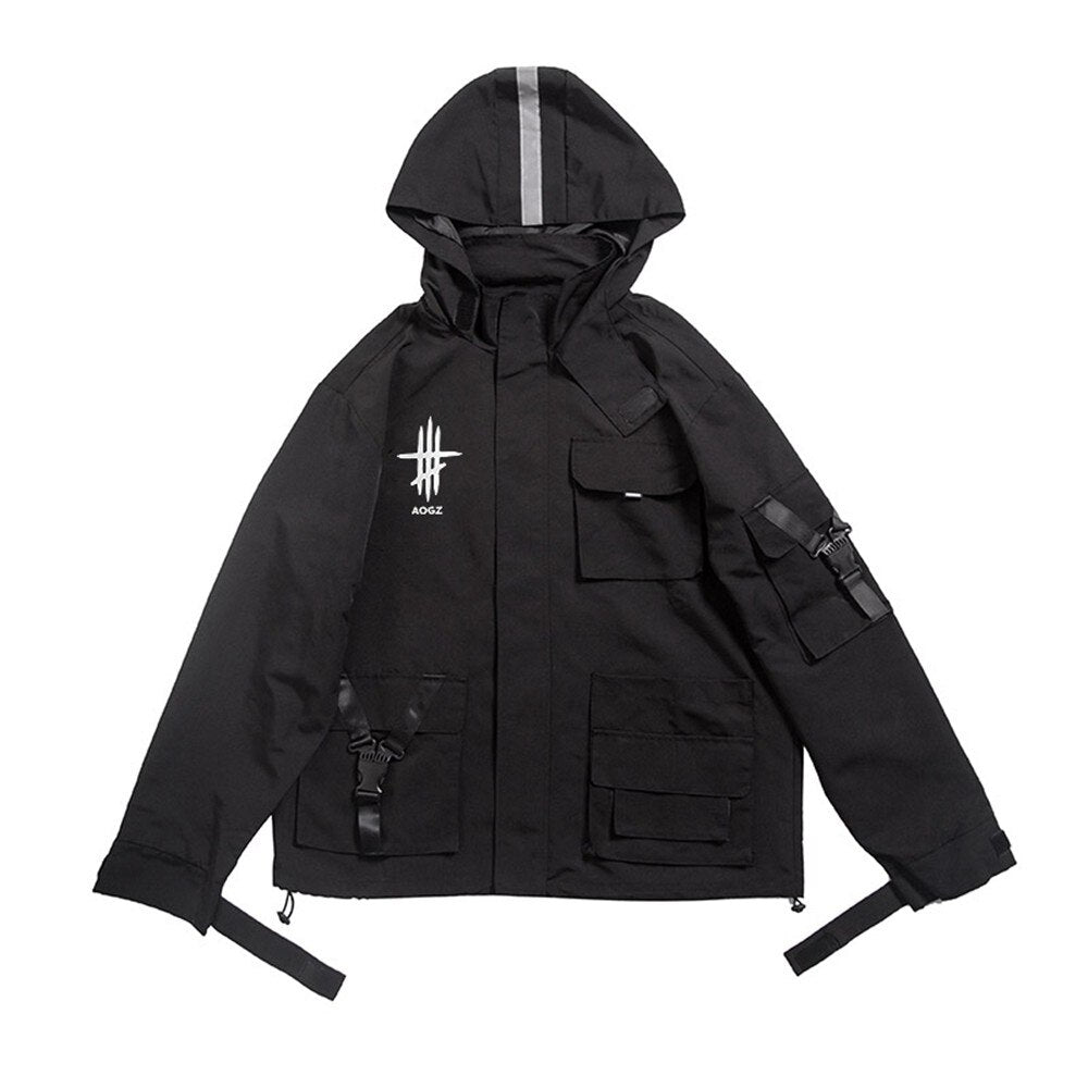 Reflective Zipper Cargo Jacket