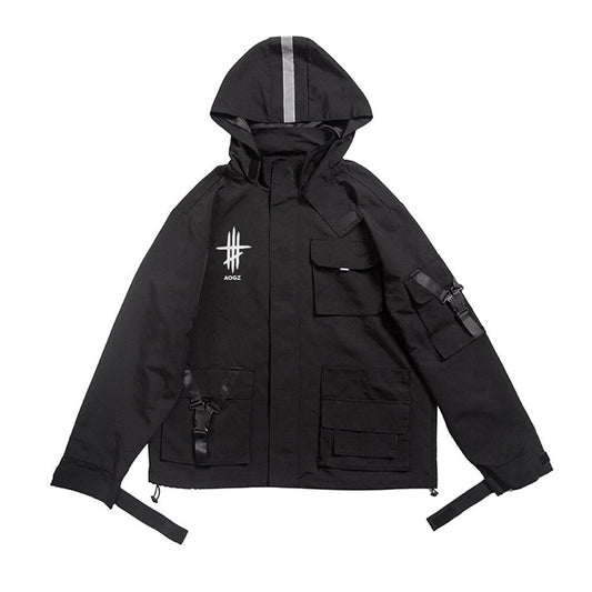 Reflective Zipper Cargo Jacket