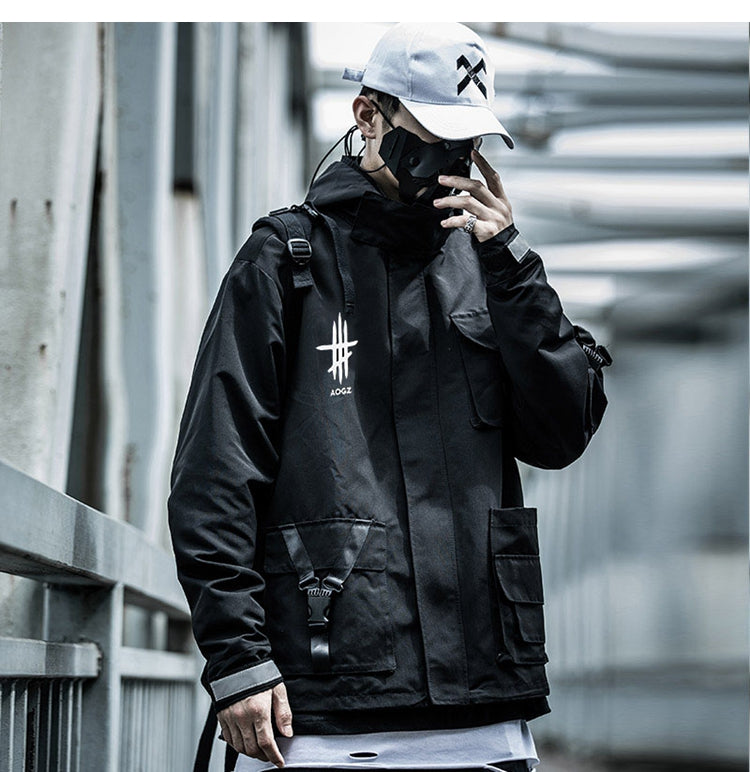 Reflective Zipper Cargo Jacket