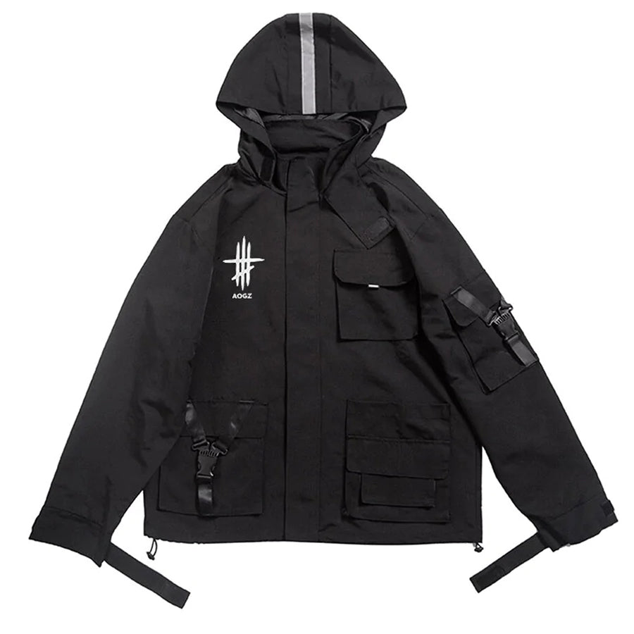 Reflective Zipper Cargo Jacket