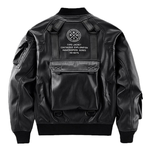 Black Leather Bomber Jacket